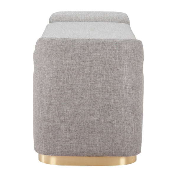HomeRoots 48" Elegant Gray and Gold Upholstered Bench – Versatile Seating for Entryways, Bedrooms & More! 668846