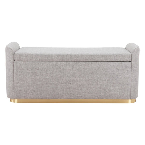 HomeRoots 48" Elegant Gray and Gold Upholstered Bench – Versatile Seating for Entryways, Bedrooms & More! 668846