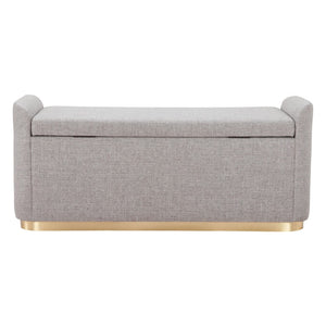 HomeRoots 48" Elegant Gray and Gold Upholstered Bench – Versatile Seating for Entryways, Bedrooms & More! 668846