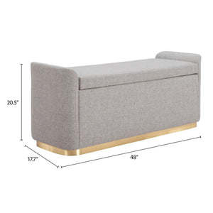 HomeRoots 48" Elegant Gray and Gold Upholstered Bench – Versatile Seating for Entryways, Bedrooms & More! 668846
