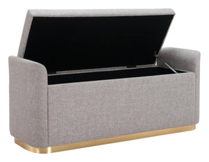 HomeRoots 48" Elegant Gray and Gold Upholstered Bench – Versatile Seating for Entryways, Bedrooms & More! 668846
