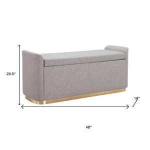 HomeRoots 48" Elegant Gray and Gold Upholstered Bench – Versatile Seating for Entryways, Bedrooms & More! 668846