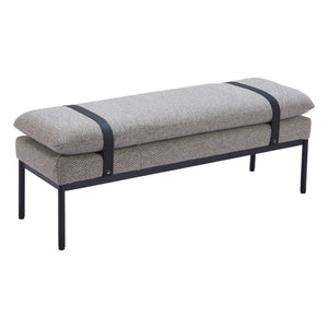 HomeRoots 48" Gray and Black Fabric Upholstered Bench - Stylish, Durable Seating for Entryways & Hallways 668847