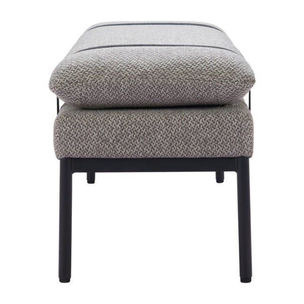 HomeRoots 48" Gray and Black Fabric Upholstered Bench - Stylish, Durable Seating for Entryways & Hallways 668847