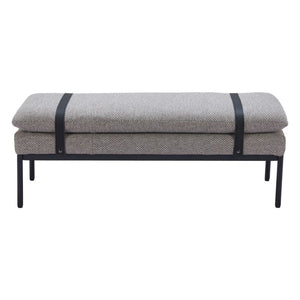 HomeRoots 48" Gray and Black Fabric Upholstered Bench - Stylish, Durable Seating for Entryways & Hallways 668847