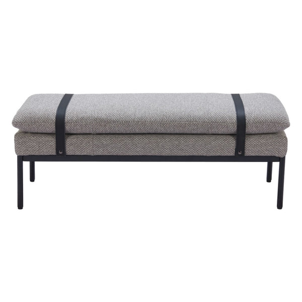 HomeRoots 48" Gray and Black Fabric Upholstered Bench - Stylish, Durable Seating for Entryways & Hallways 668847