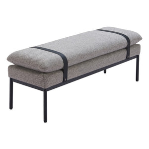 HomeRoots 48" Gray and Black Fabric Upholstered Bench - Stylish, Durable Seating for Entryways & Hallways 668847