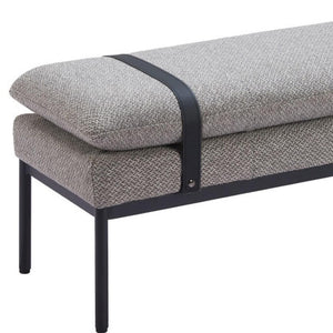 HomeRoots 48" Gray and Black Fabric Upholstered Bench - Stylish, Durable Seating for Entryways & Hallways 668847