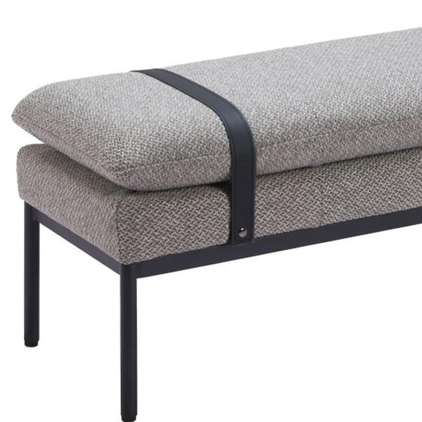 HomeRoots 48" Gray and Black Fabric Upholstered Bench - Stylish, Durable Seating for Entryways & Hallways 668847