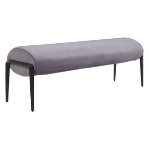 HomeRoots 54" Gray Upholstered Bench with Black Accents - Stylish Entryway Seating for Home Decor & Storage 668848
