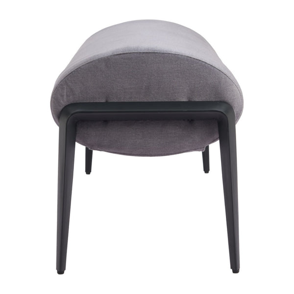 HomeRoots 54" Gray Upholstered Bench with Black Accents - Stylish Entryway Seating for Home Decor & Storage 668848