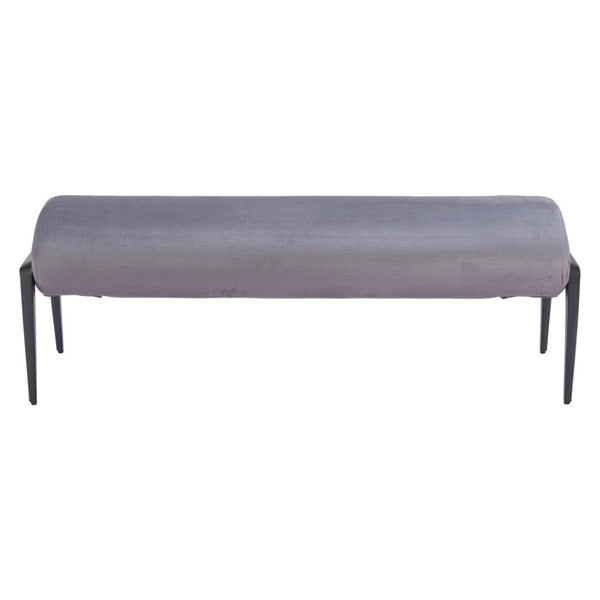 HomeRoots 54" Gray Upholstered Bench with Black Accents - Stylish Entryway Seating for Home Decor & Storage 668848