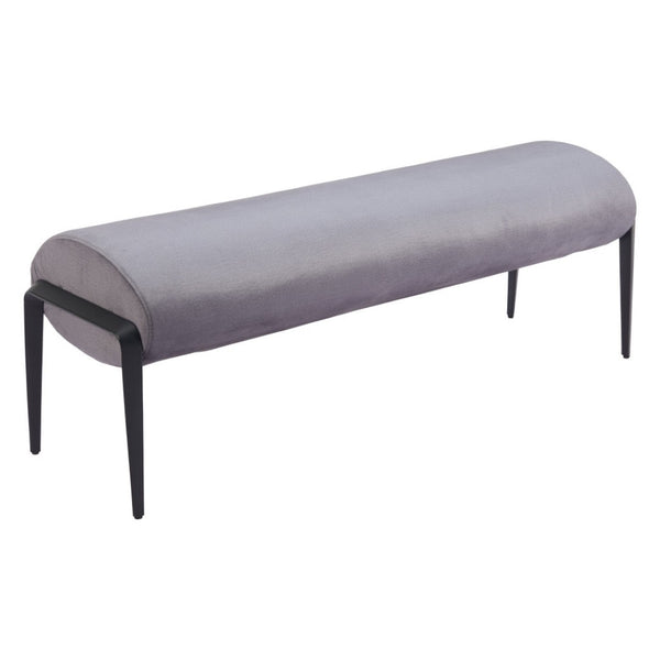 HomeRoots 54" Gray Upholstered Bench with Black Accents - Stylish Entryway Seating for Home Decor & Storage 668848