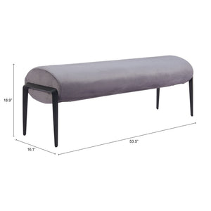 HomeRoots 54" Gray Upholstered Bench with Black Accents - Stylish Entryway Seating for Home Decor & Storage 668848