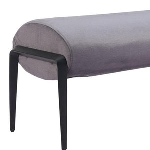 HomeRoots 54" Gray Upholstered Bench with Black Accents - Stylish Entryway Seating for Home Decor & Storage 668848
