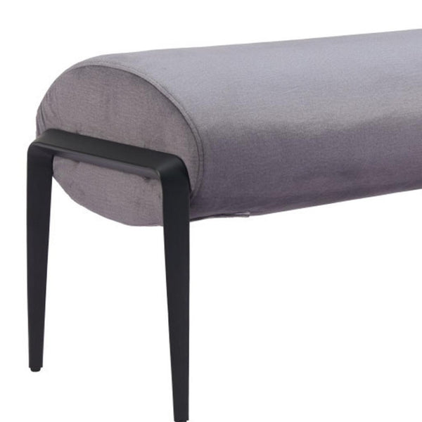 HomeRoots 54" Gray Upholstered Bench with Black Accents - Stylish Entryway Seating for Home Decor & Storage 668848