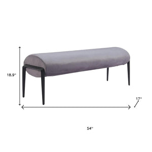 HomeRoots 54" Gray Upholstered Bench with Black Accents - Stylish Entryway Seating for Home Decor & Storage 668848
