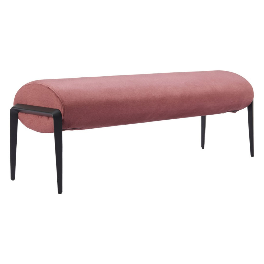 HomeRoots 54" Stylish Brown and Black Upholstered Bench with Sturdy Steel Legs - Perfect for Entryways & More! 668849