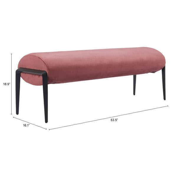 HomeRoots 54" Stylish Brown and Black Upholstered Bench with Sturdy Steel Legs - Perfect for Entryways & More! 668849