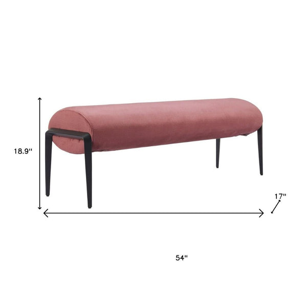 HomeRoots 54" Stylish Brown and Black Upholstered Bench with Sturdy Steel Legs - Perfect for Entryways & More! 668849