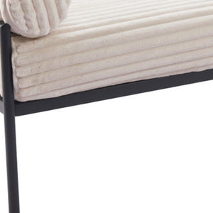 HomeRoots 56" Cream and Black Fabric Upholstered Bench - Stylish Seating Solution for Entryway and Hallway 668850