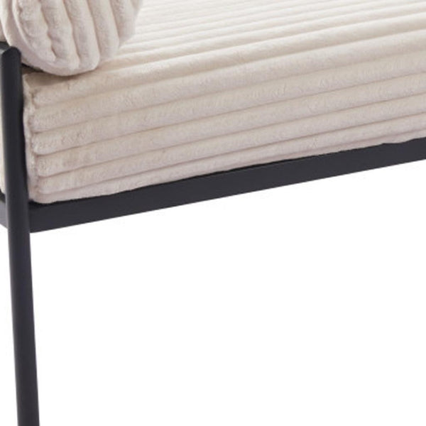 HomeRoots 56" Cream and Black Fabric Upholstered Bench - Stylish Seating Solution for Entryway and Hallway 668850