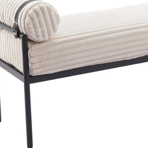 HomeRoots 56" Cream and Black Fabric Upholstered Bench - Stylish Seating Solution for Entryway and Hallway 668850