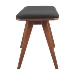 HomeRoots 60" Upholstered Bench with Black Fabric and Brown Wood Frame - Stylish, Versatile Seating for Any Space 668851