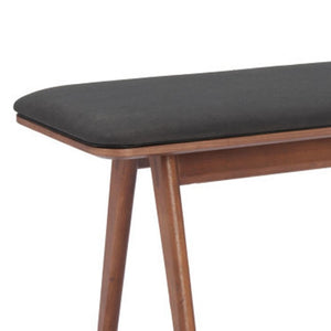 HomeRoots 60" Upholstered Bench with Black Fabric and Brown Wood Frame - Stylish, Versatile Seating for Any Space 668851