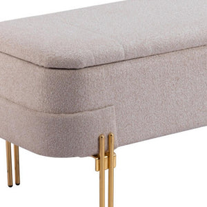 HomeRoots 47" Upholstered Beige and Gold Bench - Stylish Entryway Seating for Modern Decor & Versatile Use 668853