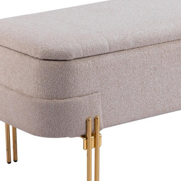 HomeRoots 47" Upholstered Beige and Gold Bench - Stylish Entryway Seating for Modern Decor & Versatile Use 668853