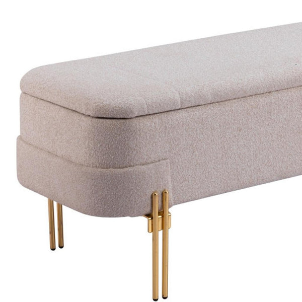 HomeRoots 47" Upholstered Beige and Gold Bench - Stylish Entryway Seating for Modern Decor & Versatile Use 668853