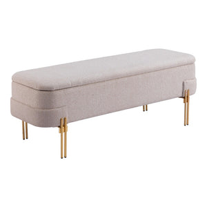 HomeRoots 47" Upholstered Beige and Gold Bench - Stylish Entryway Seating for Modern Decor & Versatile Use 668853