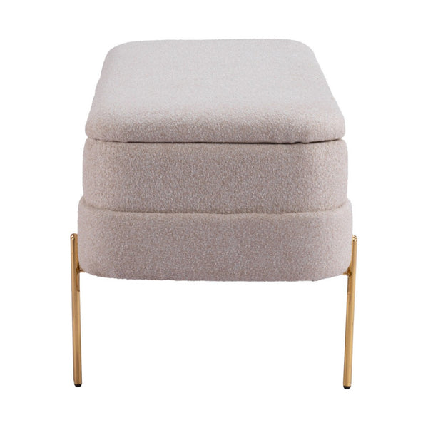 HomeRoots 47" Upholstered Beige and Gold Bench - Stylish Entryway Seating for Modern Decor & Versatile Use 668853