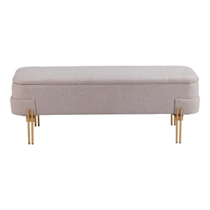 HomeRoots 47" Upholstered Beige and Gold Bench - Stylish Entryway Seating for Modern Decor & Versatile Use 668853