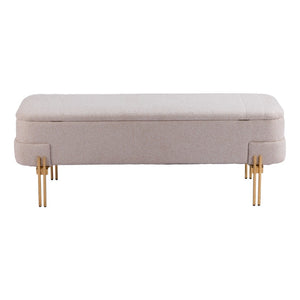 HomeRoots 47" Upholstered Beige and Gold Bench - Stylish Entryway Seating for Modern Decor & Versatile Use 668853