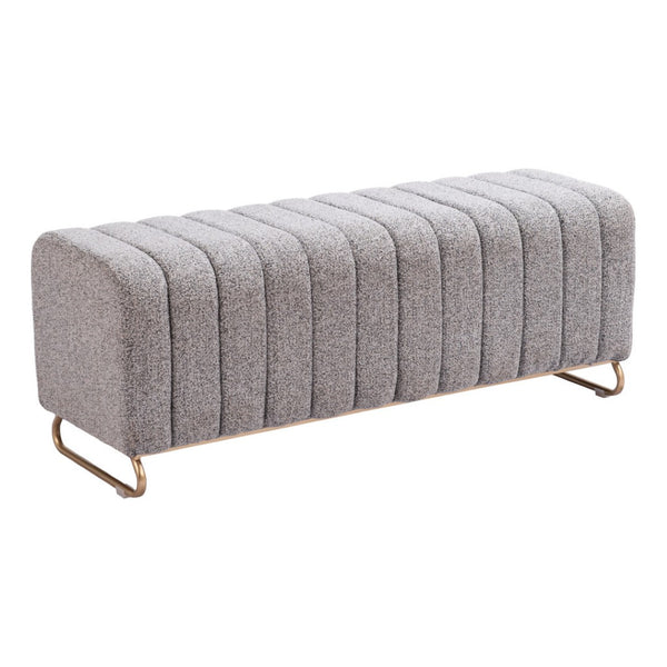 HomeRoots 48" Gray and Gold Upholstered Bench for Entryways - Stylish, Durable Seating for Any Space 668854
