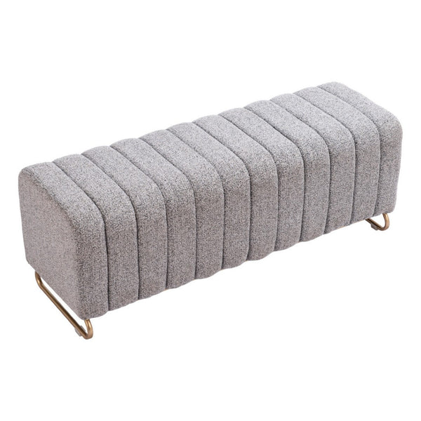 HomeRoots 48" Gray and Gold Upholstered Bench for Entryways - Stylish, Durable Seating for Any Space 668854