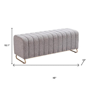 HomeRoots 48" Gray and Gold Upholstered Bench for Entryways - Stylish, Durable Seating for Any Space 668854