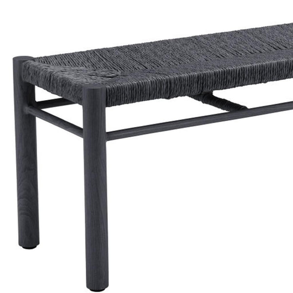 HomeRoots 48" Modern Black and Aluminum Bench - Sleek Multi-Purpose Seating for Entryway, Hallway & More! 668855