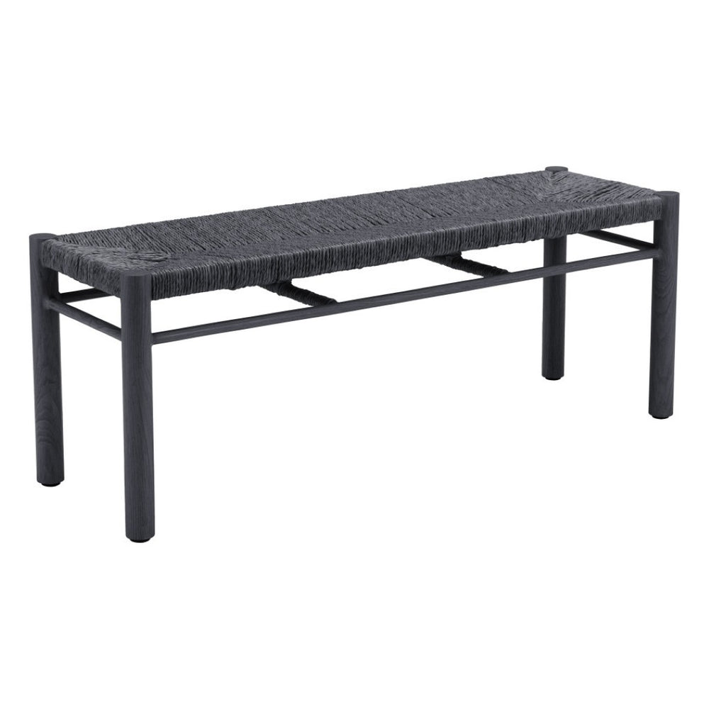 HomeRoots 48" Modern Black and Aluminum Bench - Sleek Multi-Purpose Seating for Entryway, Hallway & More! 668855