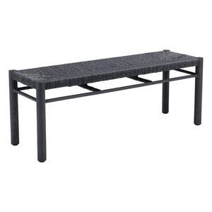 HomeRoots 48" Modern Black and Aluminum Bench - Sleek Multi-Purpose Seating for Entryway, Hallway & More! 668855