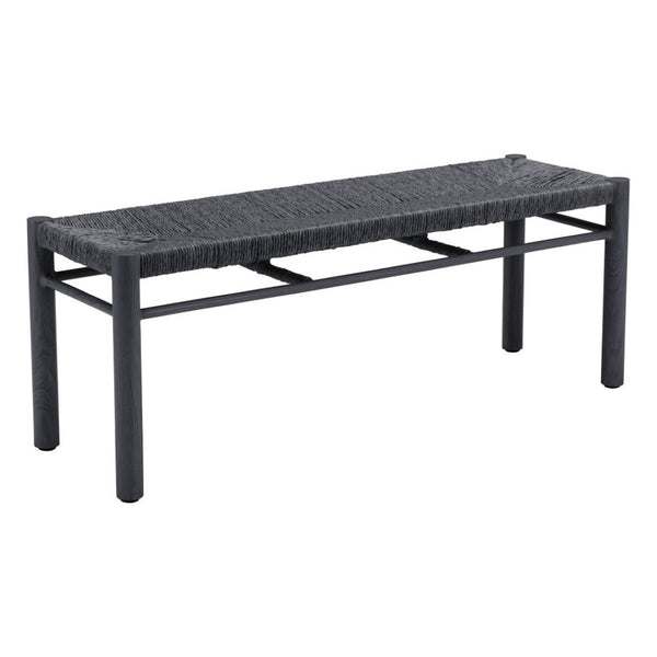 HomeRoots 48" Modern Black and Aluminum Bench - Sleek Multi-Purpose Seating for Entryway, Hallway & More! 668855