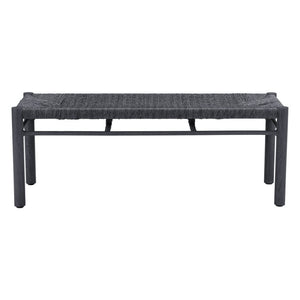 HomeRoots 48" Modern Black and Aluminum Bench - Sleek Multi-Purpose Seating for Entryway, Hallway & More! 668855