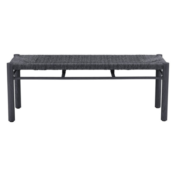 HomeRoots 48" Modern Black and Aluminum Bench - Sleek Multi-Purpose Seating for Entryway, Hallway & More! 668855