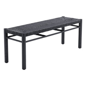 HomeRoots 48" Modern Black and Aluminum Bench - Sleek Multi-Purpose Seating for Entryway, Hallway & More! 668855