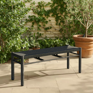 HomeRoots 48" Modern Black and Aluminum Bench - Sleek Multi-Purpose Seating for Entryway, Hallway & More! 668855