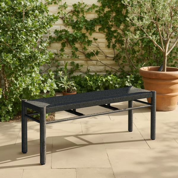 HomeRoots 48" Modern Black and Aluminum Bench - Sleek Multi-Purpose Seating for Entryway, Hallway & More! 668855