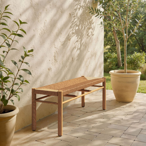 HomeRoots 48" Natural Finish Aluminum Bench - Stylish Entryway Seating for Two, Modern Design & Easy Care 668856