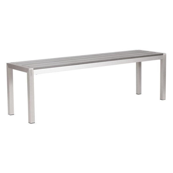 HomeRoots 60" Silver Aluminum Bench - Stylish, Durable Seating for Entryways, Hallways, and Mudrooms 668857